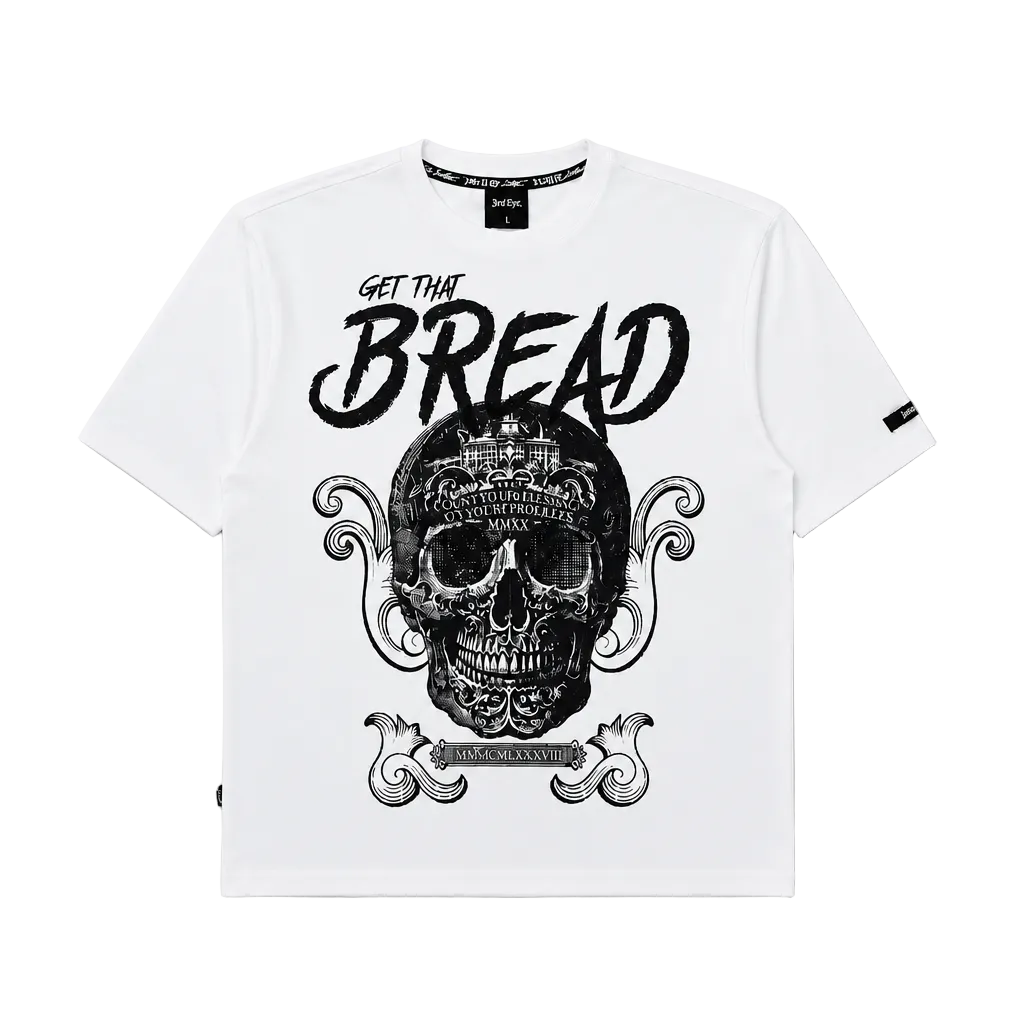 SWITCH MEN'S RHINESTONE MINERAL WASHED SKULL DROP SHOULDER GRAPHIC T-SHIRT (WHITE)