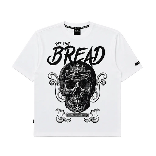 SWITCH MEN'S RHINESTONE MINERAL WASHED SKULL DROP SHOULDER GRAPHIC T-SHIRT (WHITE)