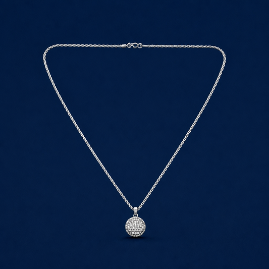 24INCH 2MM SILVER TONE METAL PENDANT & CHAIN NECKLACE