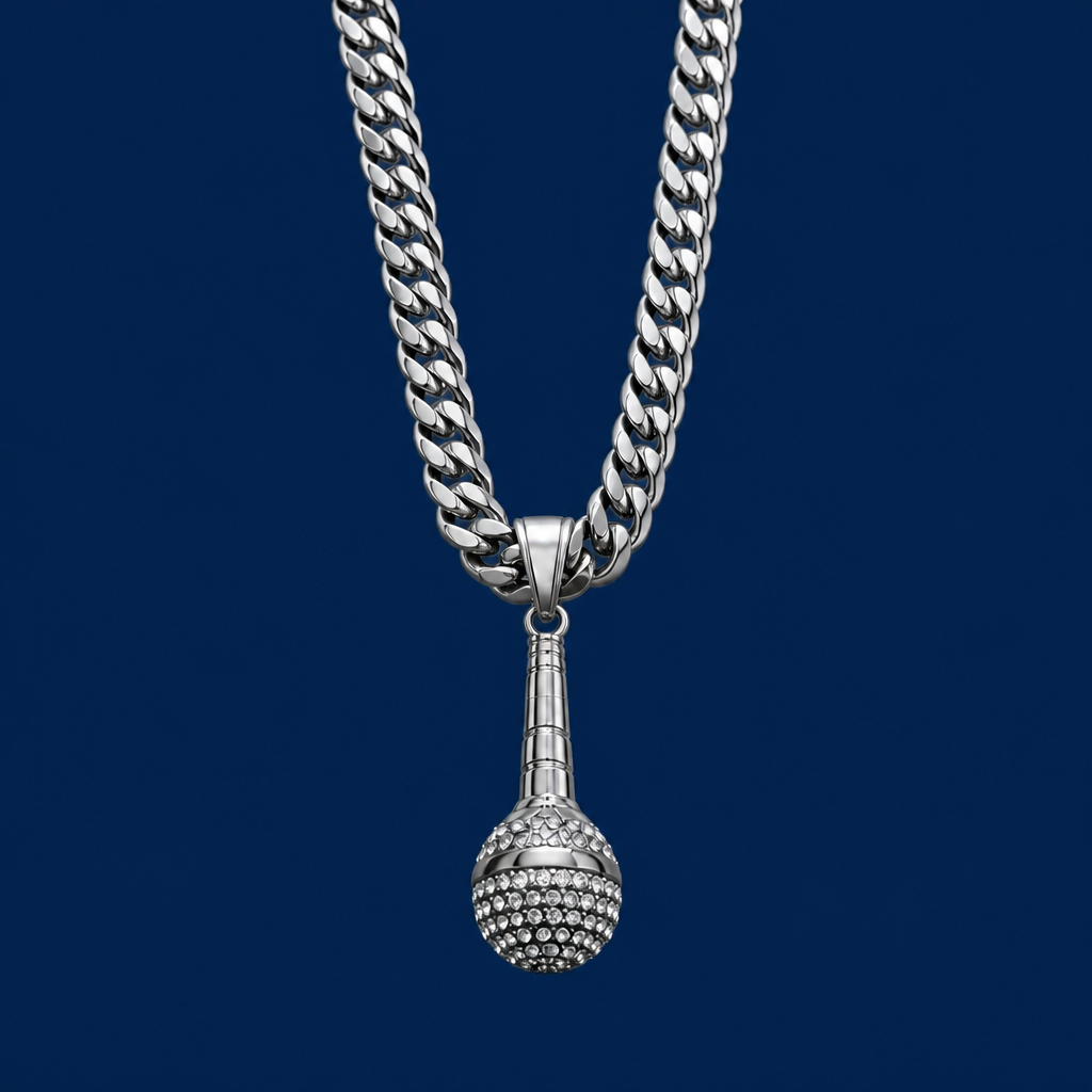 20INCH 8MM SILVER TONE STAINLESS STEEL MIC PENDANT & CHAIN NECKLACE
