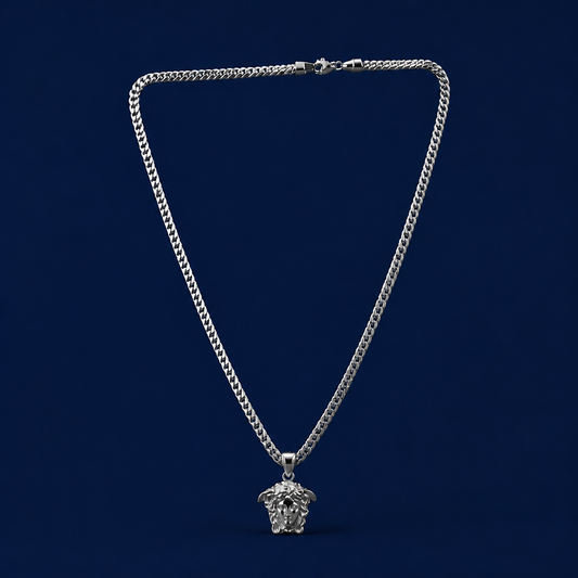26INCH 4MM SILVER TONE STAINLESS STEEL PENDANT & CHAIN NECKLACE
