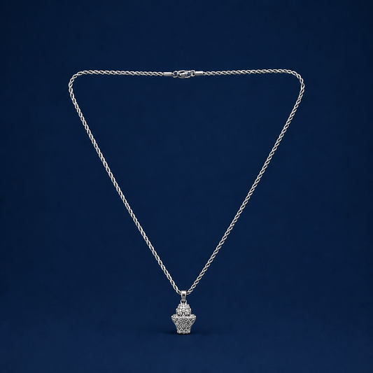 24INCH 2MM SILVER TONE METAL BASKETBALL HOOP PENDANT & CHAIN NECKLACE