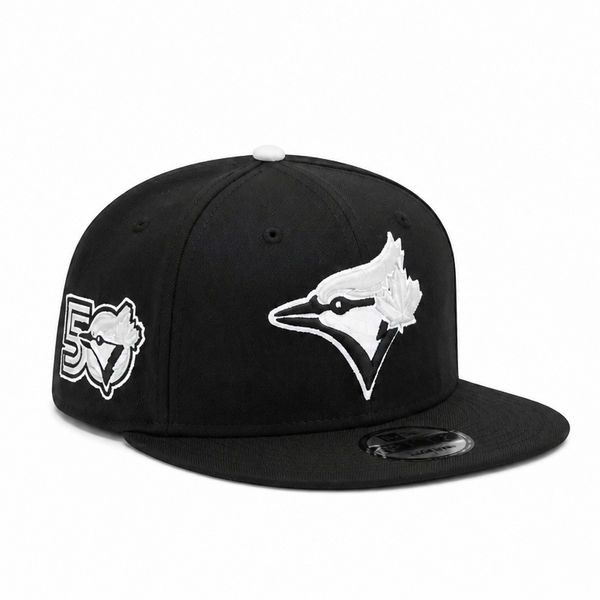 MEN'S NEW ERA MLB BLACK & GREY TORONTO BLUE JAYS 50TH SEASON PATCH 9FIFTY SNAPBACK HAT