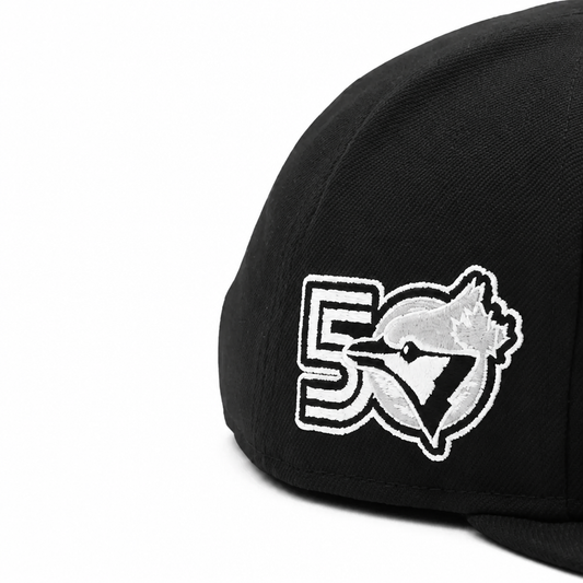 MEN'S NEW ERA MLB BLACK & GREY TORONTO BLUE JAYS 50TH SEASON PATCH 9FIFTY SNAPBACK HAT