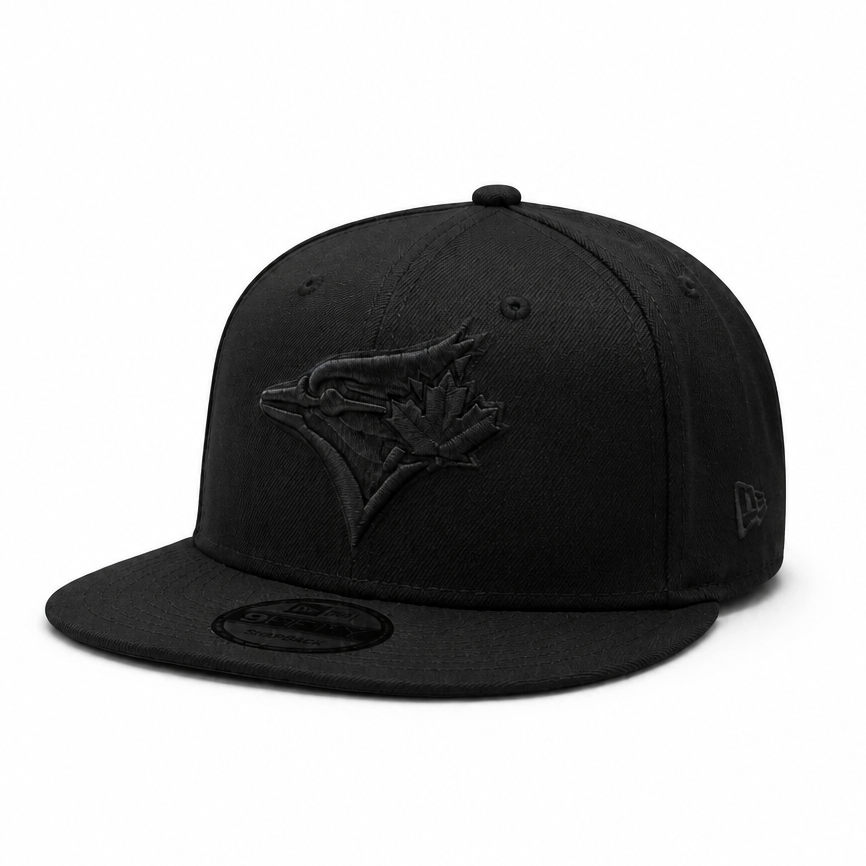 Black baseball cap with logo on a white background