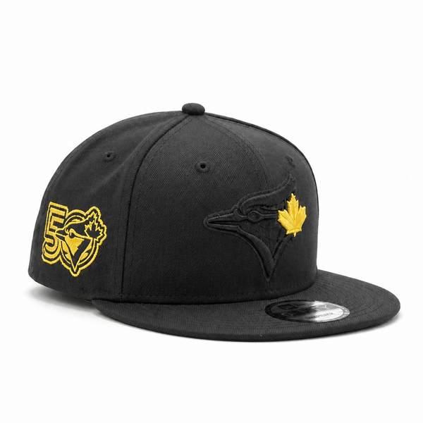 MEN'S NEW ERA MLB BLACK & GOLD TORONTO BLUE JAYS 50TH SEASON PATCH 9FIFTY SNAPBACK HAT