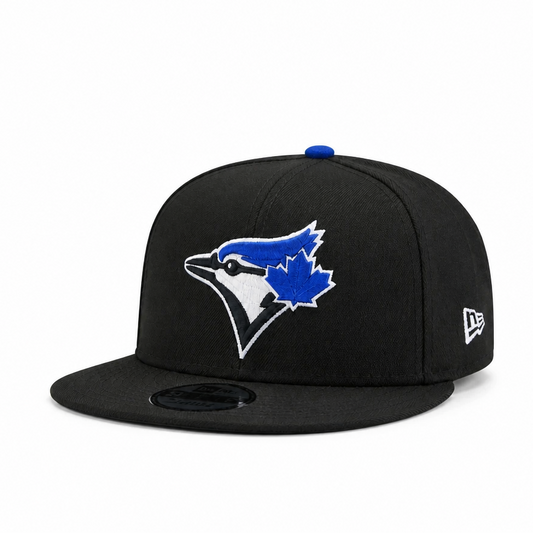 MEN'S NEW ERA MLB BLACK & ROYAL BLUE TORONTO BLUE JAYS 50TH SEASON PATCH 9FIFTY SNAPBACK HAT