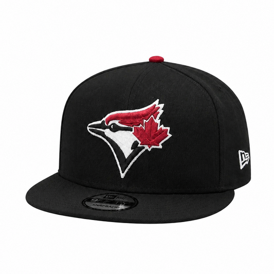 MEN'S NEW ERA MLB BLACK & BURGUNDY RED TORONTO BLUE JAYS 50TH SEASON PATCH 9FIFTY SNAPBACK HAT