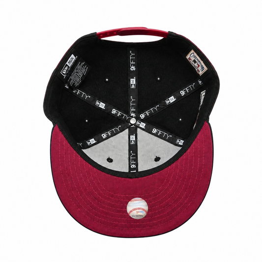MEN'S NEW ERA MLB BLACK & BURGUNDY RED TORONTO BLUE JAYS 50TH SEASON PATCH 9FIFTY SNAPBACK HAT