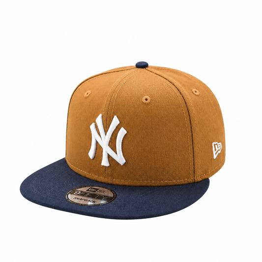 9FIFTY NEW ERA MEN'S MLB NEW YORK YANKEES BROWN/NAVY BLUE SNAPBACK HAT