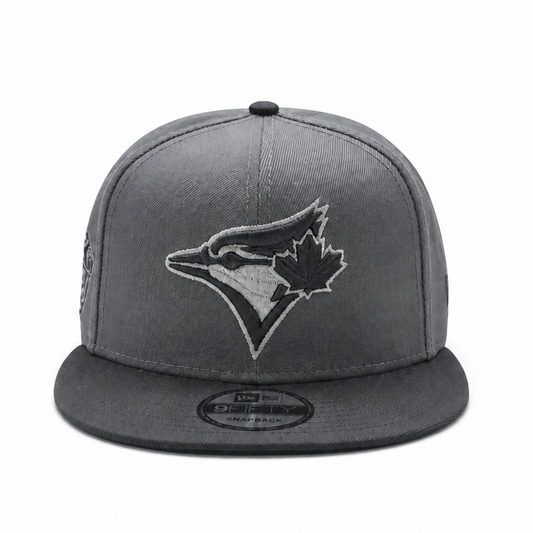 MEN'S NEW ERA MLB GRAPHITE GREY & BLACK TORONTO BLUE JAYS 50TH SEASON PATCH 9FIFTY SNAPBACK HAT