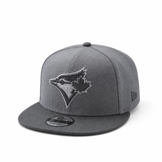 MEN'S NEW ERA MLB GRAPHITE GREY & BLACK TORONTO BLUE JAYS 50TH SEASON PATCH 9FIFTY SNAPBACK HAT