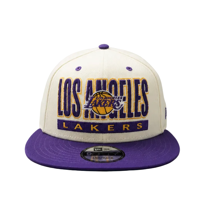 9FIFTY MEN'S NEW ERA NBA LOS ANGELES LAKERS CREAM WHITE/PURPLE SNAPBACK HAT