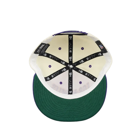 9FIFTY MEN'S NEW ERA NBA LOS ANGELES LAKERS CREAM WHITE/PURPLE SNAPBACK HAT