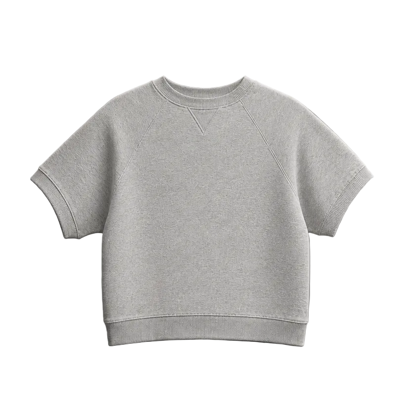 CHAMPION WOMEN'S SHORT SLEEVE LOGO FLEECE GREY SWEATER T-SHIRT