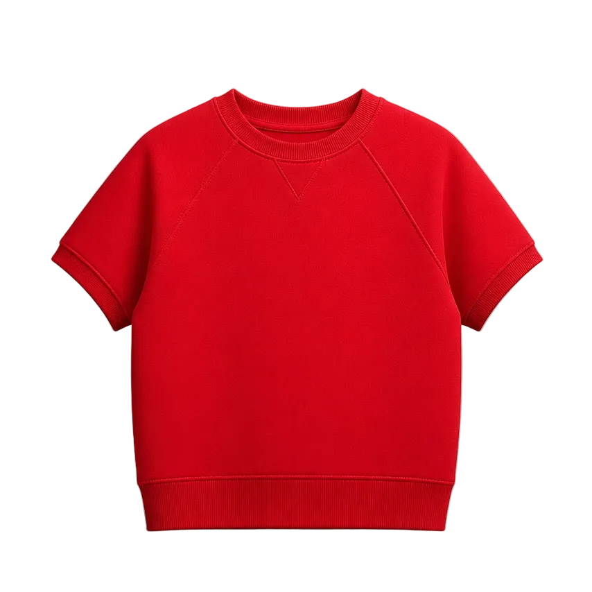 CHAMPION WOMEN'S SHORT SLEEVE LOGO FLEECE RED SWEATER T-SHIRT