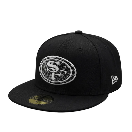 59FIFTY MEN'S NEW ERA NFL SAN FRANCISCO 49ERS BLACK W/ RHINESTONE LOGO FITTED HAT