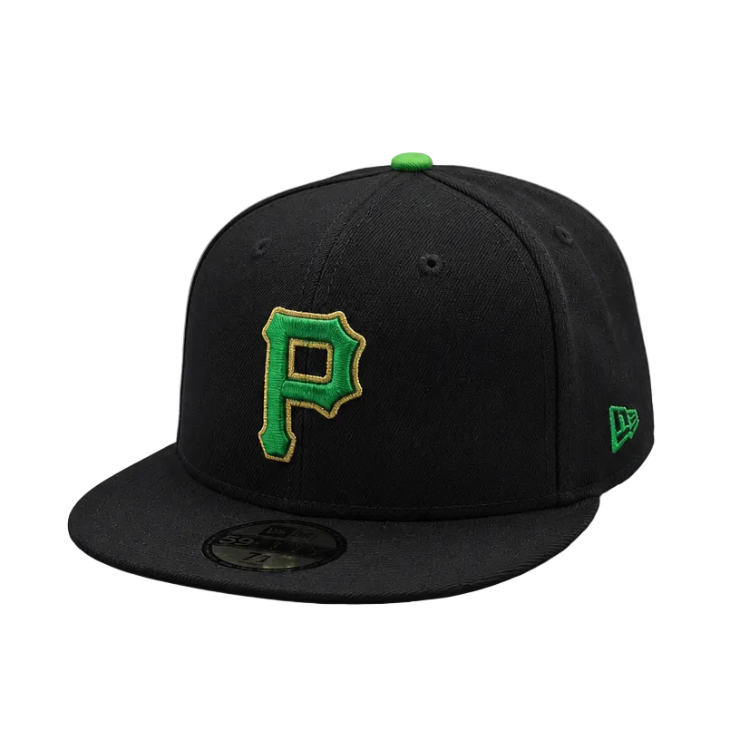 NEW ERA 59FIFTY MLB PITTSBURGH PIRATES BLACK & GREEN FITTED HAT