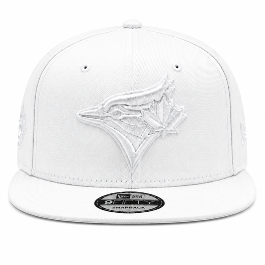 MEN'S NEW ERA MLB ALL WHITE TORONTO BLUE JAYS 50TH SEASON PATCH 9FIFTY SNAPBACK HAT