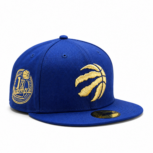 59FIFTY NEW ERA NBA TORONTO RAPTORS 1X CHAMPS ROYAL BLUE/GOLD FITTED HAT