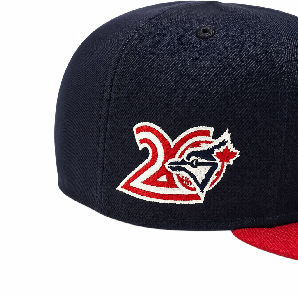 NEW ERA 9FIFTY MLB TORONTO BLUE JAYS 20TH ANNIVERSARY NAVY BLUE & SCARLET RED SNAPBACK HAT