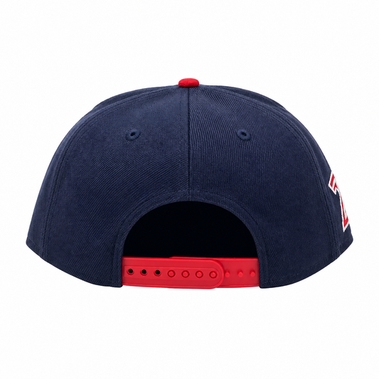 NEW ERA 9FIFTY MLB TORONTO BLUE JAYS 20TH ANNIVERSARY NAVY BLUE & SCARLET RED SNAPBACK HAT