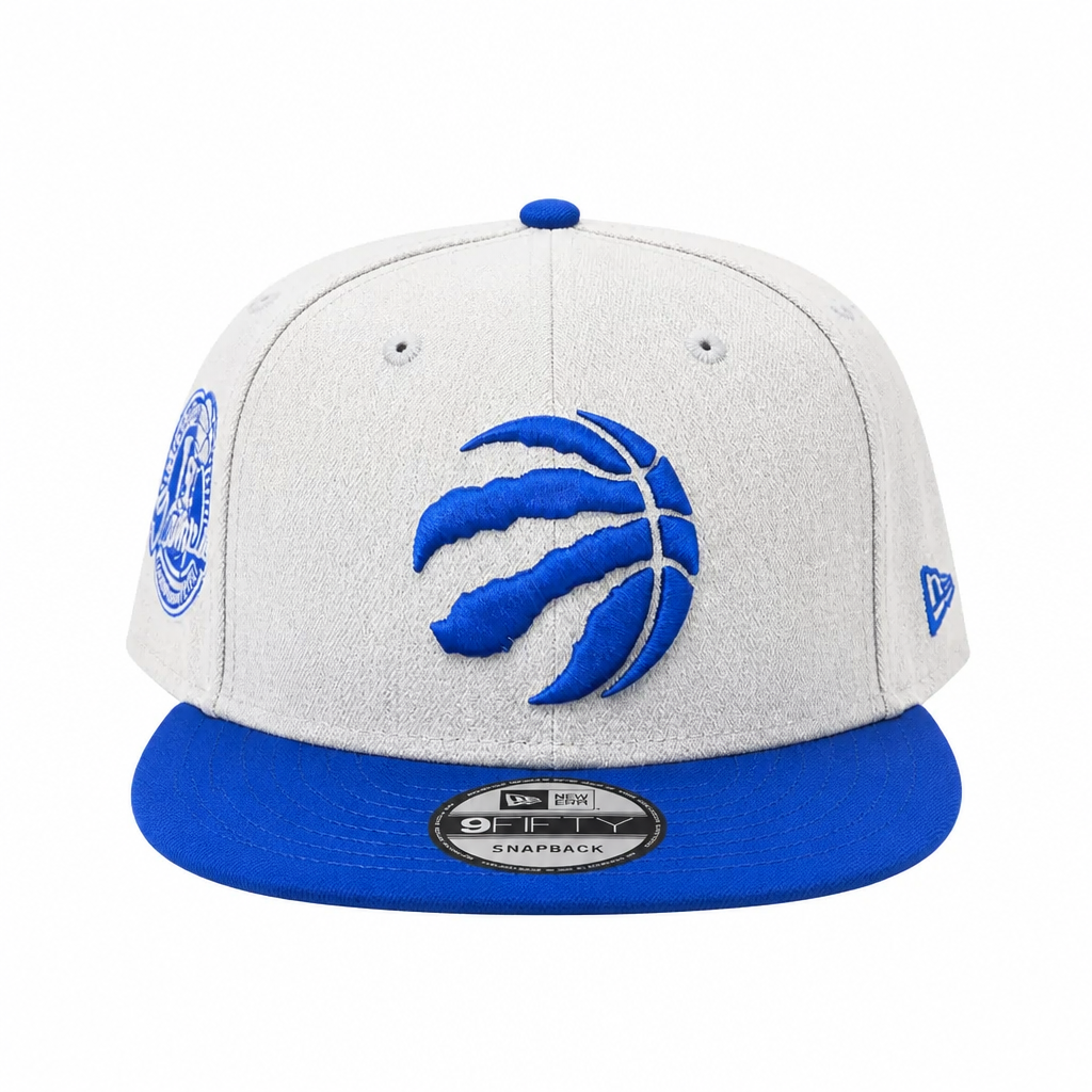 NEW ERA 9FIFTY NBA TORONTO RAPTORS 1X CHAMPS HEATHER GREY ROYAL SNAPBACK HAT