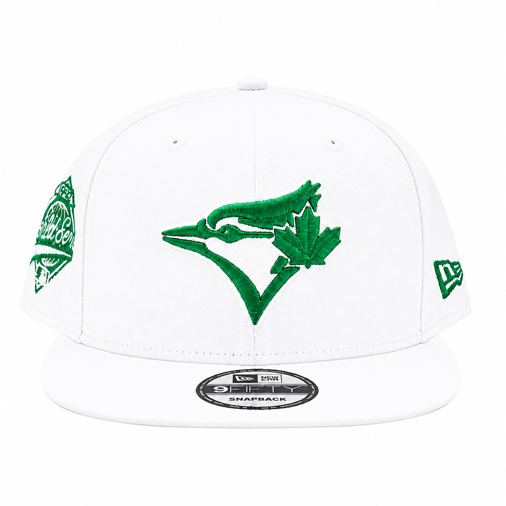 NEW ERA 9FIFTY MLB 1992 WORLD SERIES TORONTO BLUE JAYS WHITE & SHAMROCK GREEN SNAPBACK HAT