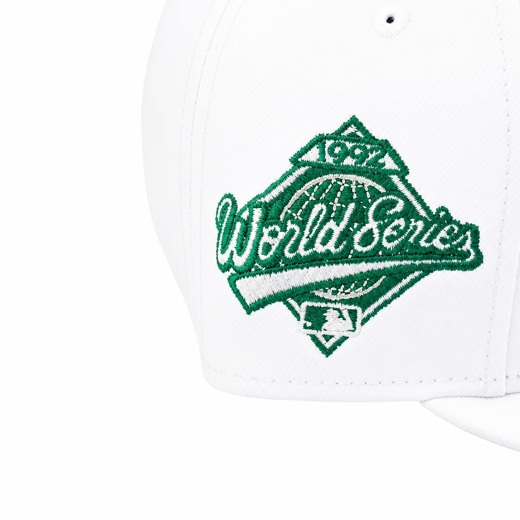 NEW ERA 9FIFTY MLB 1992 WORLD SERIES TORONTO BLUE JAYS WHITE & SHAMROCK GREEN SNAPBACK HAT