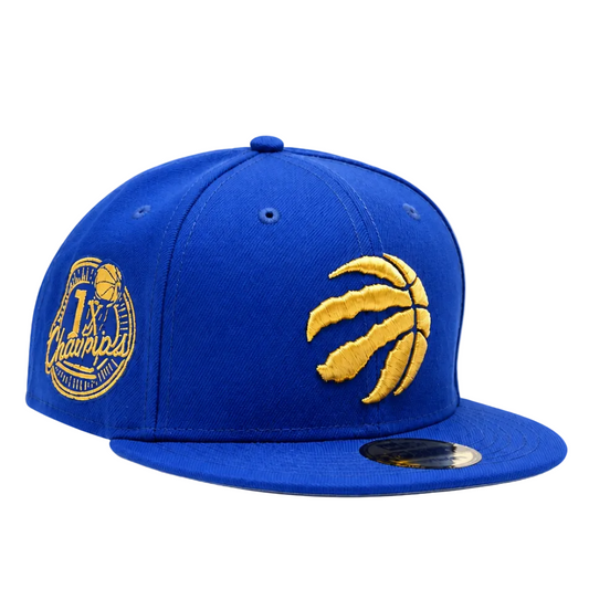 NEW ERA 9FIFTY NBA TORONTO RAPTORS 1X CHAMPS BLACK ROYAL BLUE/GOLD SNAPBACK HAT
