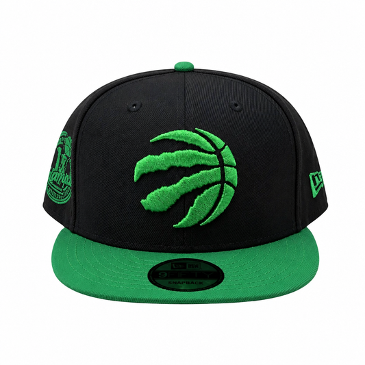 NEW ERA 9FIFTY NBA TORONTO RAPTORS 1X CHAMPS BLACK KELLY GREEN SNAPBACK HAT