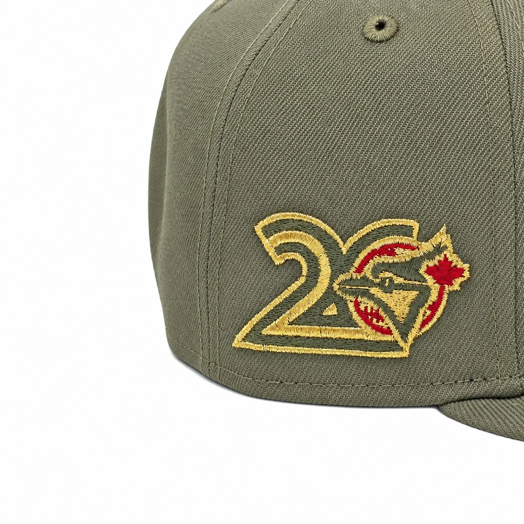NEW ERA 9FIFTY MLB TORONTO BLUE JAYS 20TH ANNIVERSARY OLIVE GREEN & GOLD SNAPBACK HAT