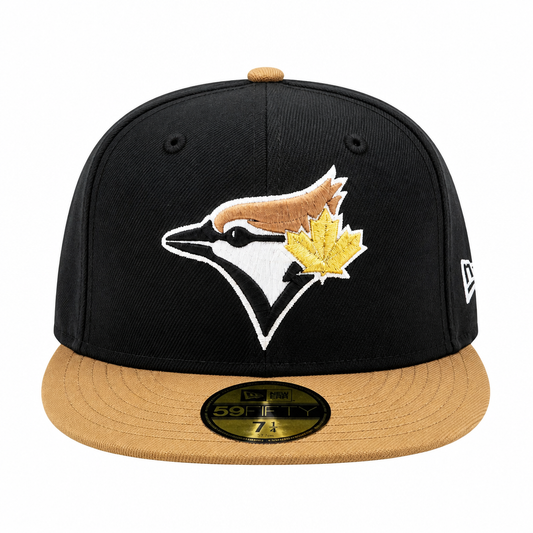 59FIFTY NEW ERA MLB TORONTO BLUE JAYS BLACK/LIGHT BRONZE BROWN WITH GOLD LEAF FITTED HAT