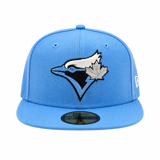 59FIFTY NEW ERA MLB TORONTO BLUE JAYS AIR FORCE BLUE WITH SILVER LEAF FITTED HAT