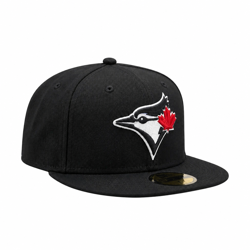 59FIFTY MEN'S MLB TORONTO BLUE JAYS BLACK/WHITE RED LEAF FITTED HAT