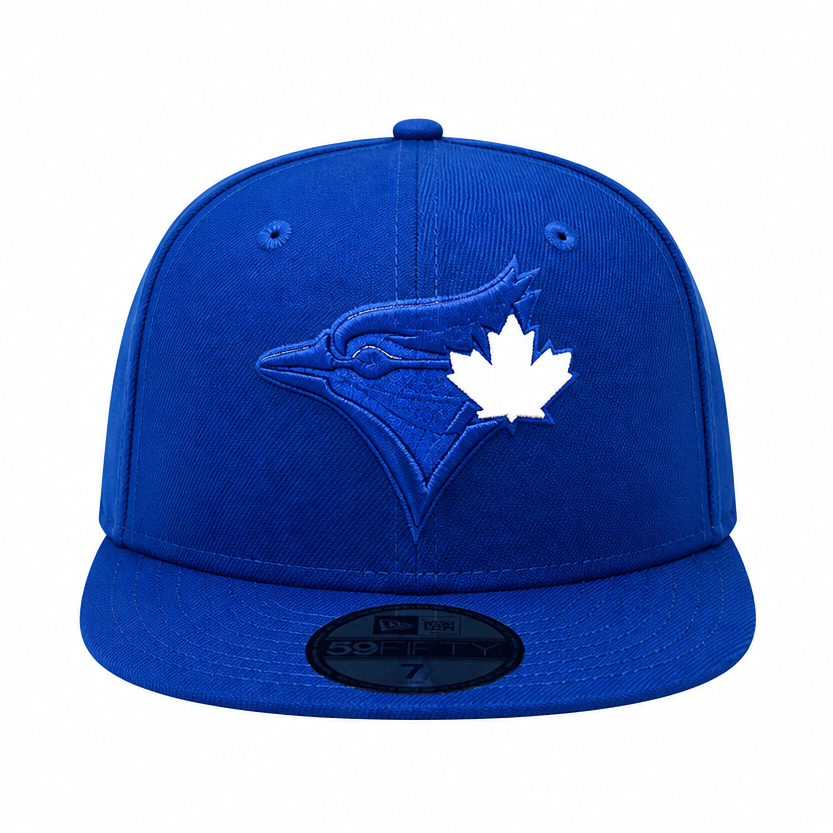 NEW ERA 59FIFTY TORONTO BLUE JAYS ROYAL BLUE W/ WHITE LEAF FITTED HAT