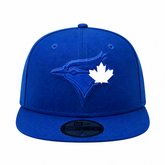 NEW ERA 59FIFTY TORONTO BLUE JAYS ROYAL BLUE W/ WHITE LEAF FITTED HAT