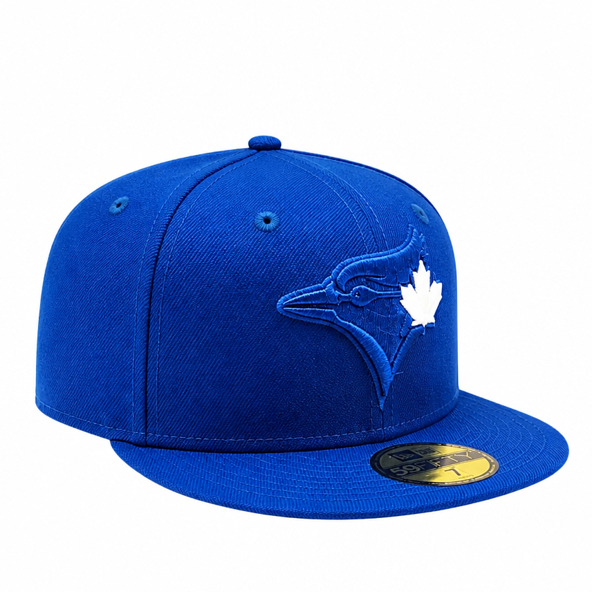 NEW ERA 59FIFTY TORONTO BLUE JAYS ROYAL BLUE W/ WHITE LEAF FITTED HAT