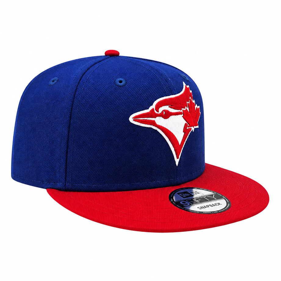 NEW ERA 9FIFTY TORONTO BLUE JAYS DARK ROYAL/SCARLET RED SNAPBACK HAT