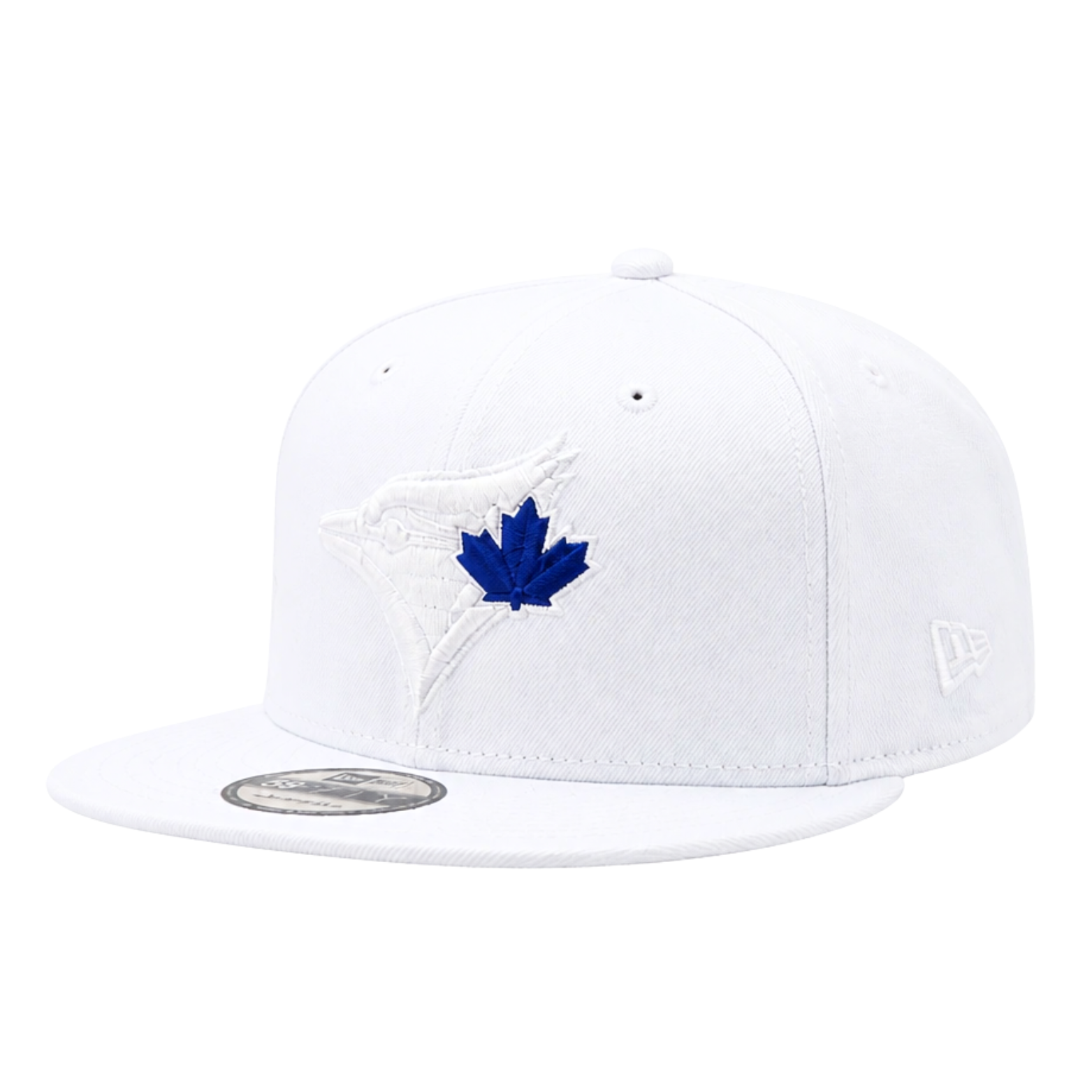 NEW ERA 9FIFTY TORONTO BLUE JAYS WHITE W/ ROYAL BLUE LEAF SNAPBACK HAT