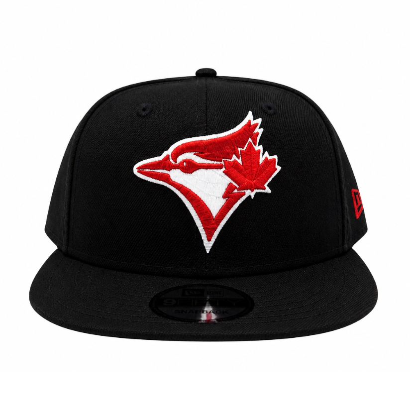 NEW ERA 9FIFTY TORONTO BLUE JAYS BLACK W/ RED LOGO SNAPBACK HAT
