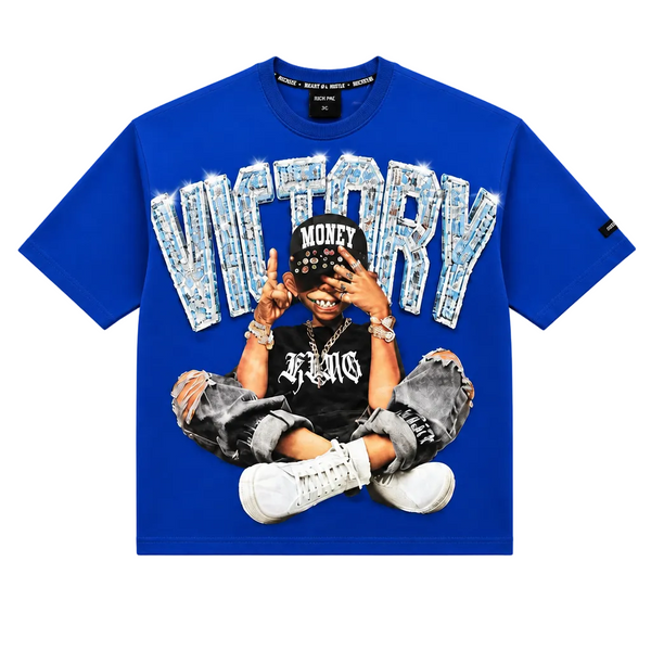 SWITCH MEN'S VICTORY GOT A PRICE, I PAID IT RHINESTONE GRAPHIC DESIGN DROP SHOULDER T-SHIRT (ROYAL BLUE)