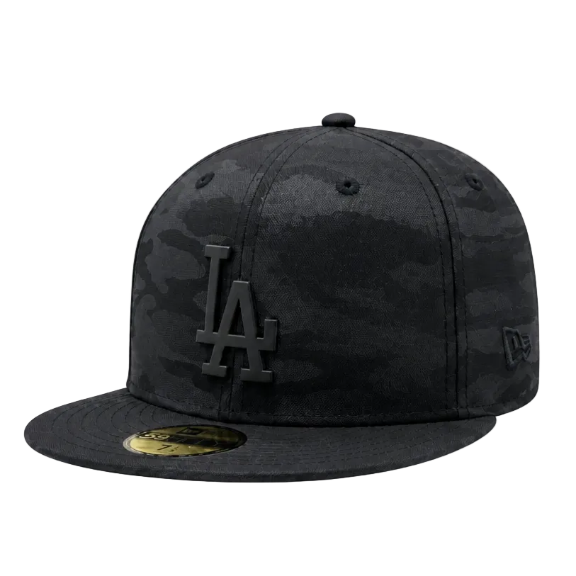 MEN'S NEW ERA 59FIFTY LOS ANGELES DODGERS BLACK CAMO METAL BADGE FITTED HAT