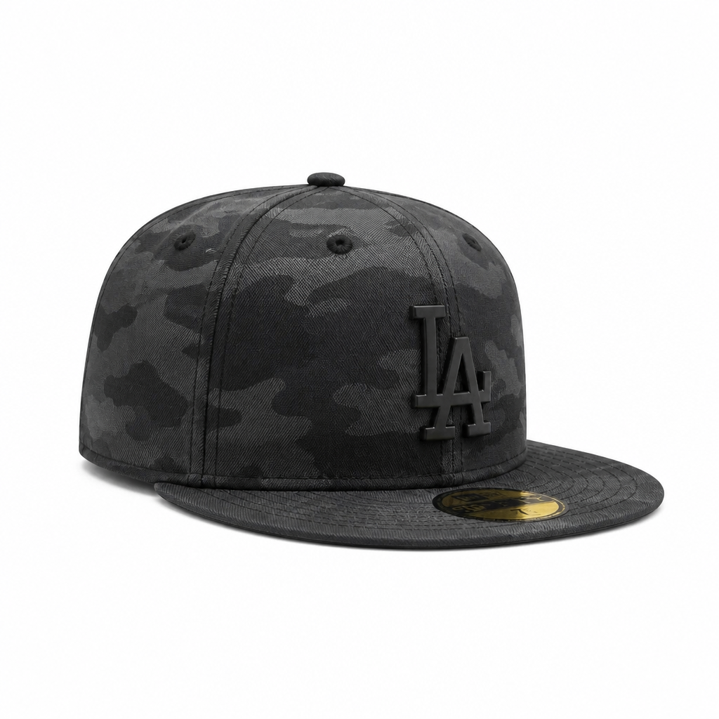MEN'S NEW ERA 59FIFTY LOS ANGELES DODGERS BLACK CAMO METAL BADGE FITTED HAT