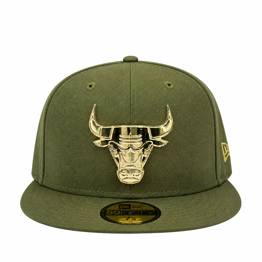 MEN'S NEW ERA 59FIFTY CHICAGO BULLS OLIVE/METAL BADGE FITTED HAT