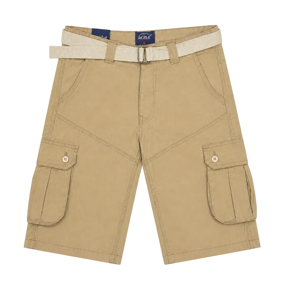 AGILE MEN'S CARGO SHORTS WITH BELT (BEIGE)