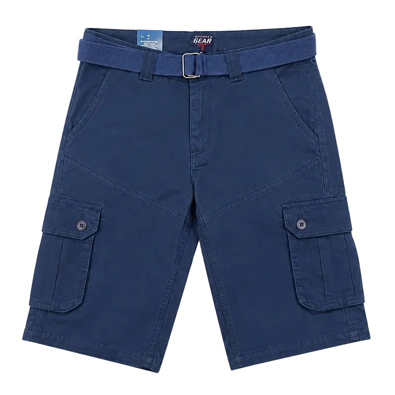 AGILE MEN'S CARGO SHORTS WITH BELT (NAVY)