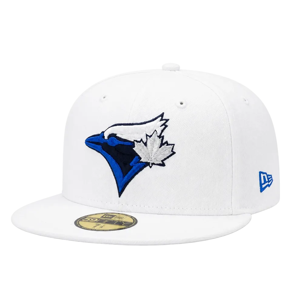 NEW ERA 59FIFTY TORONTO BLUE JAYS WHITE WITH BLUE LOGO FITTED HAT
