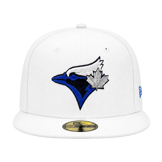 NEW ERA 59FIFTY TORONTO BLUE JAYS WHITE WITH BLUE LOGO FITTED HAT