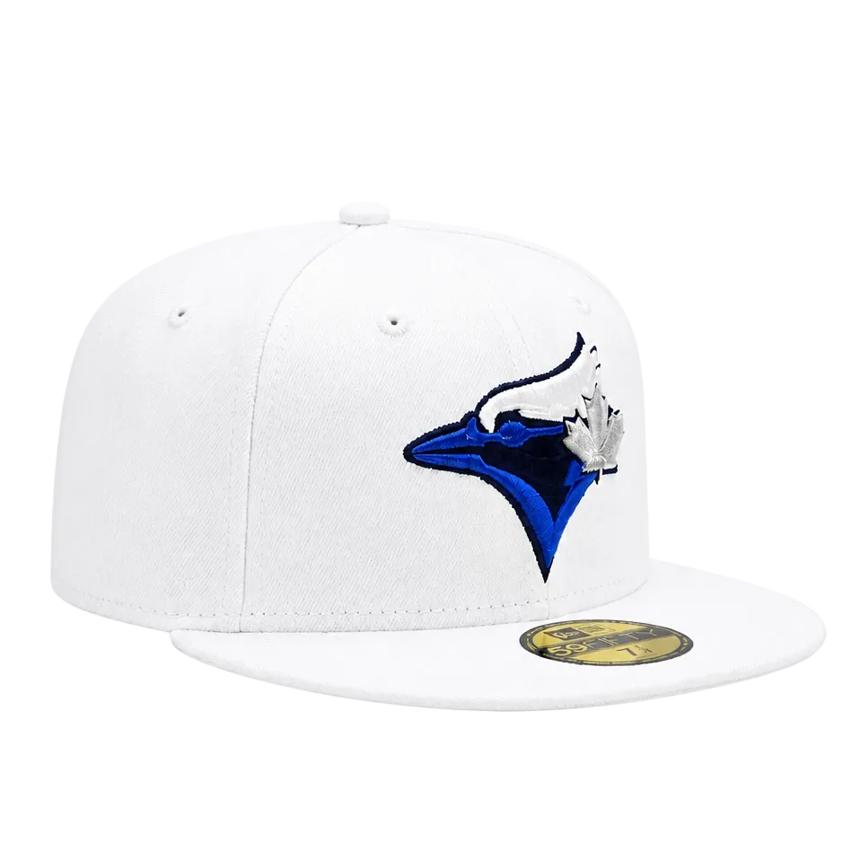 NEW ERA 59FIFTY TORONTO BLUE JAYS WHITE WITH BLUE LOGO FITTED HAT